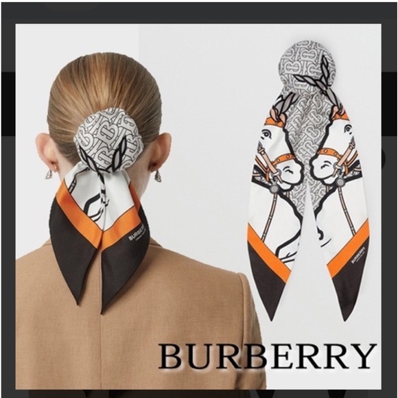 Burberry Unicorn Print Silk Hair Scarf Rare Find‼️ - Picture 1 of 10